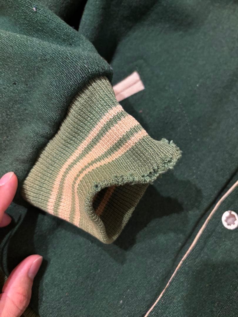 ビンテージ スタジャン リバーシブル チェーンステッチ ウール サテン