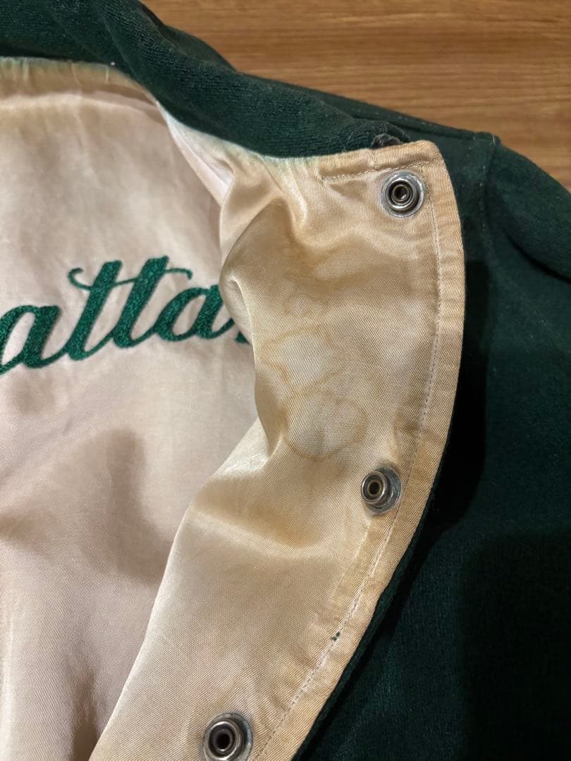 ビンテージ スタジャン リバーシブル チェーンステッチ ウール サテン