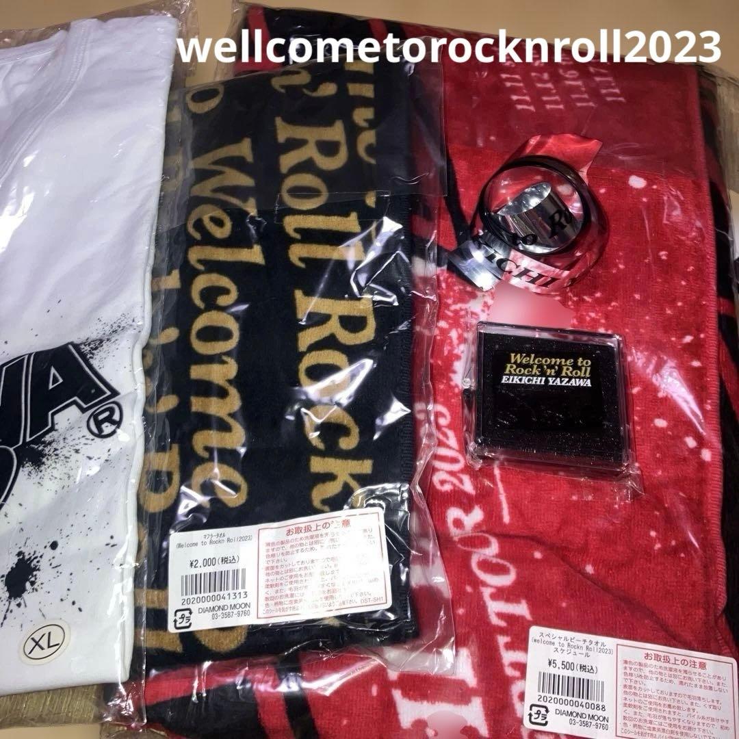 矢沢永吉　2023 タオル×2 Tシャツ　銀テープ1本　会場座席特典ピンバッジ 矢沢永吉 2023 タオル×2 Tシャツ 銀テープ1本 会場座席特典ピンバッジ