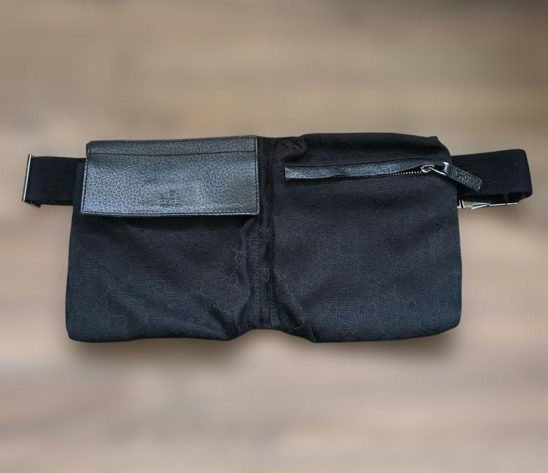 GUCCI　GGキャンバスウエストバッグ　28566 ブラッ ク　グッチ GUCCI（グッチ） GGキャンバス ボディバッグ ウエストバッグ