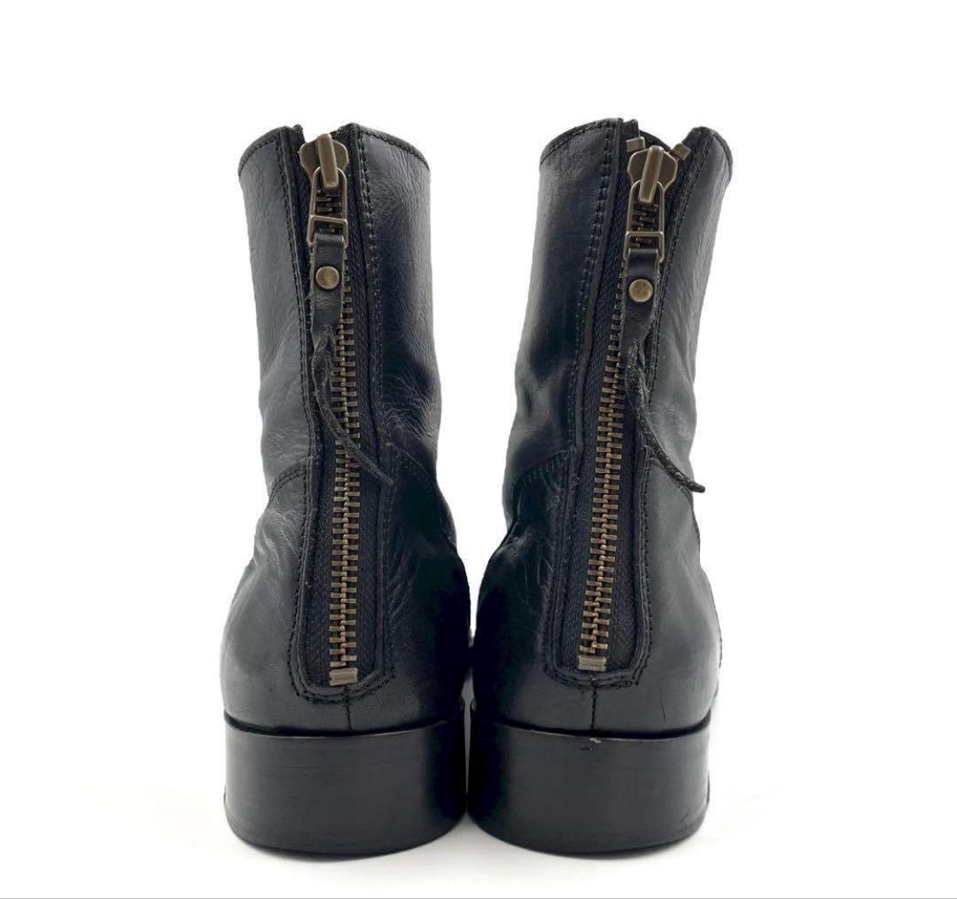 《超美品》PADRONE パドローネ バックジップ ブーツ 本革 黒系 40