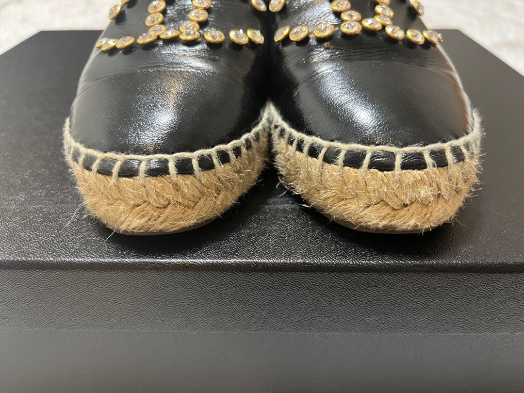 シャネル ラインストーン エスパドリーユ 36 黒 - メルカリ