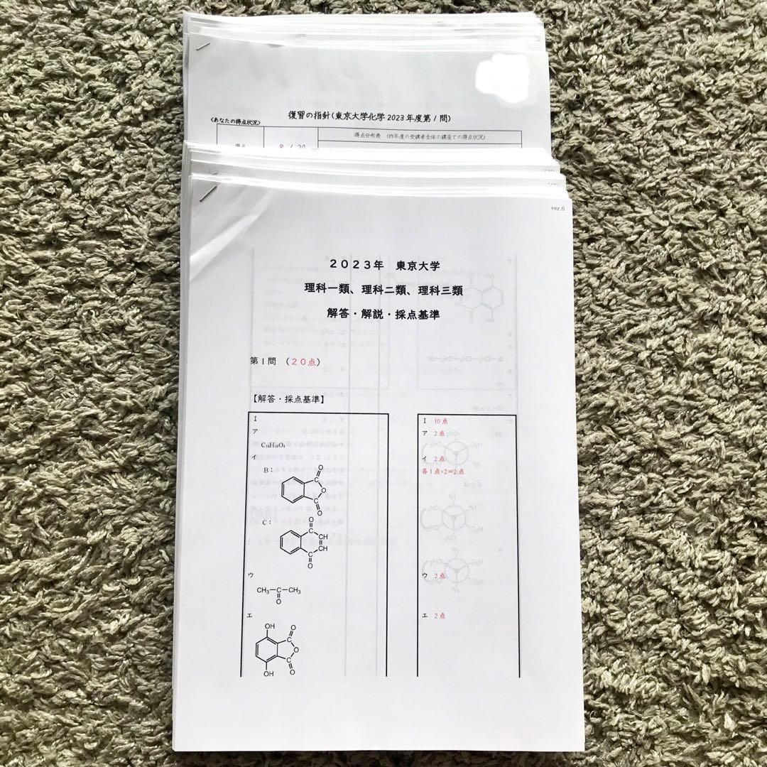 東大化学10年分 解答解説採点基準 復習の指針 2014ー2023 過去