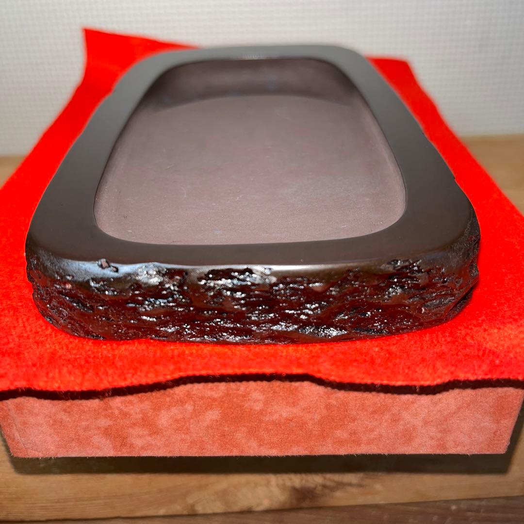 ⭕️赤間硯 新品美品 下井唯石 野面硯 弘雲堂 硯縁ツルツル 女性好み