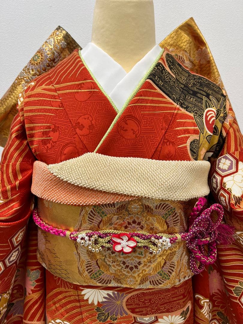 振り袖 フルセット 長襦袢 金彩加工 刺繍入り ますいわ屋 重ね襟付き