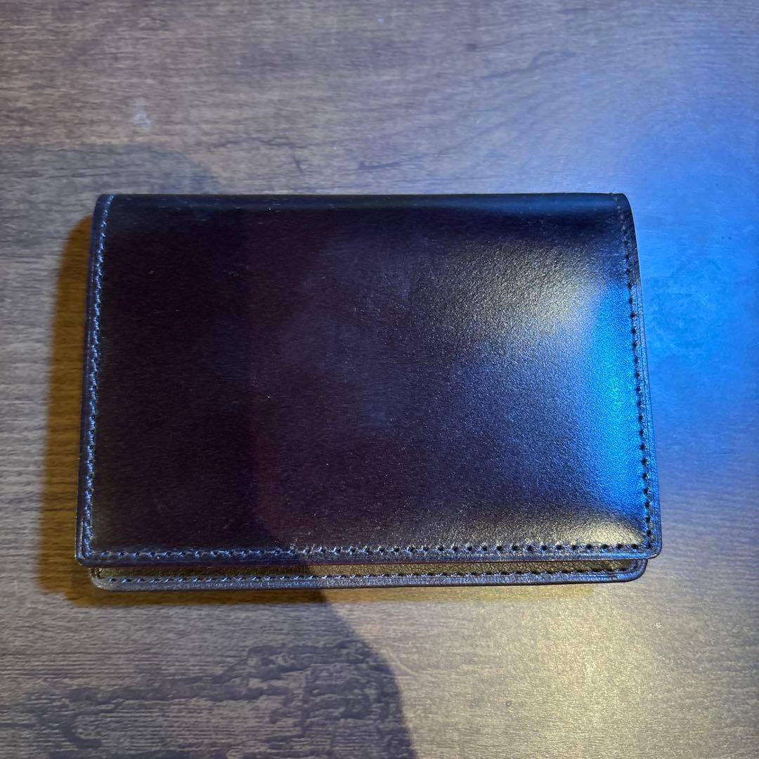 伊勢丹限定 ガンゾ コードバン 通しマチ 名刺入れ ダークブラウン