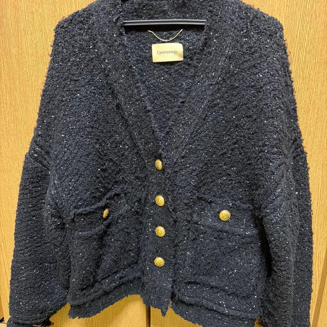 Curensology(カレンソロジー)/ツイーディヤーンニットカーディガン