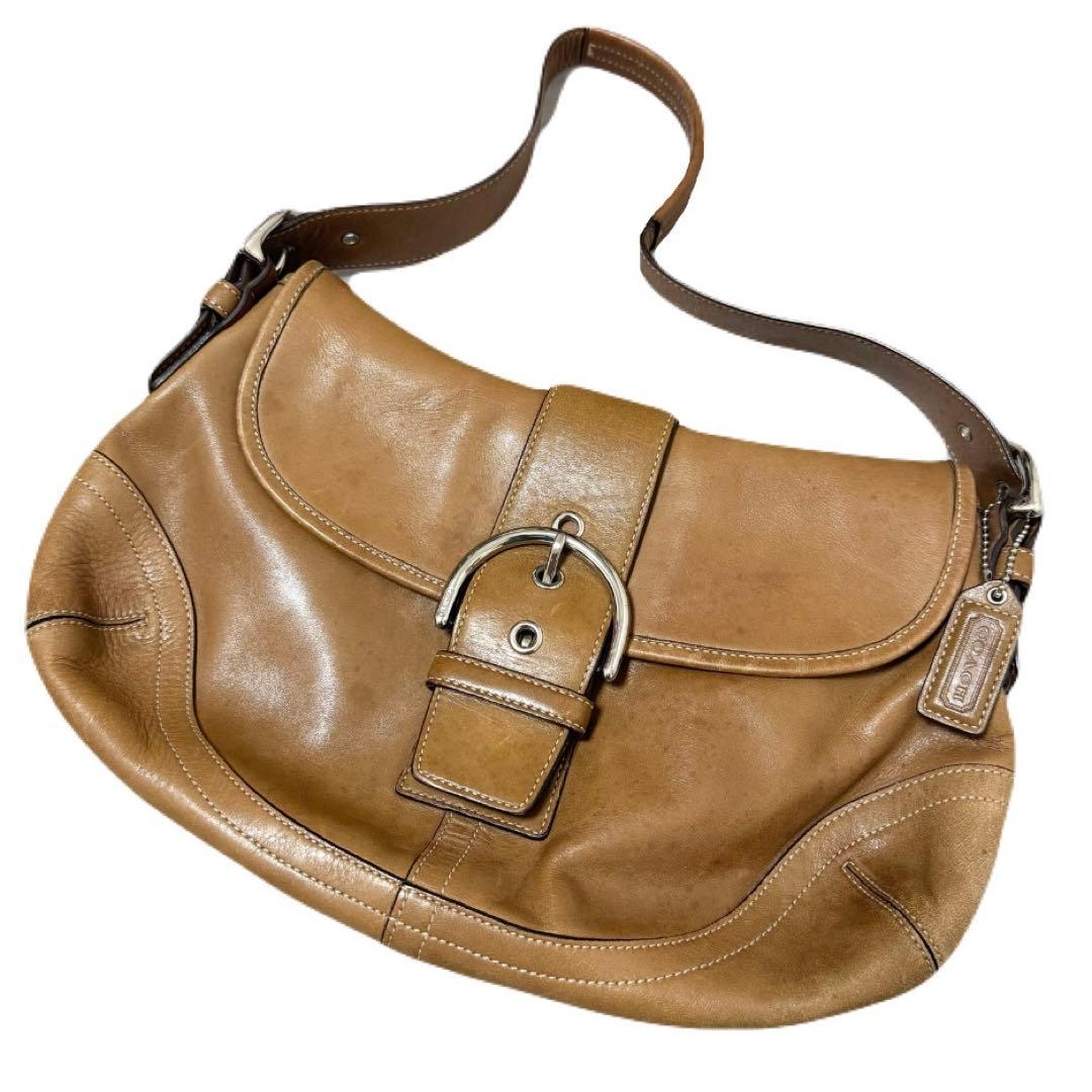 y2k❤️ COACH ソーホー レザー フラップ ショルダーバッグ Coach SMALL 10577 Vintage Y2K Black Soho Leather Crossed Handle