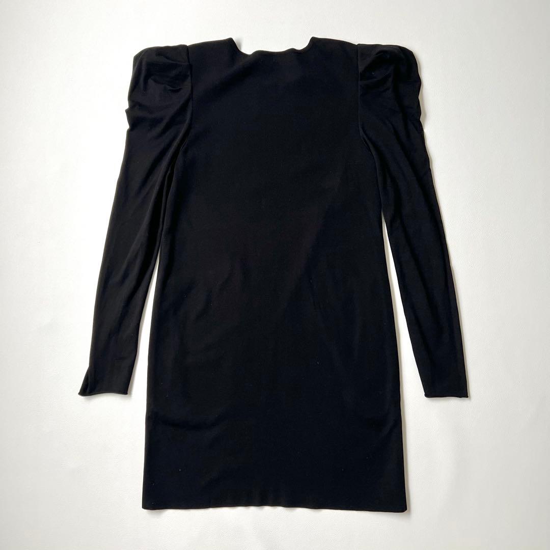 美品 Foxey フォクシー ニットワンピース パワーショルダー ブラック