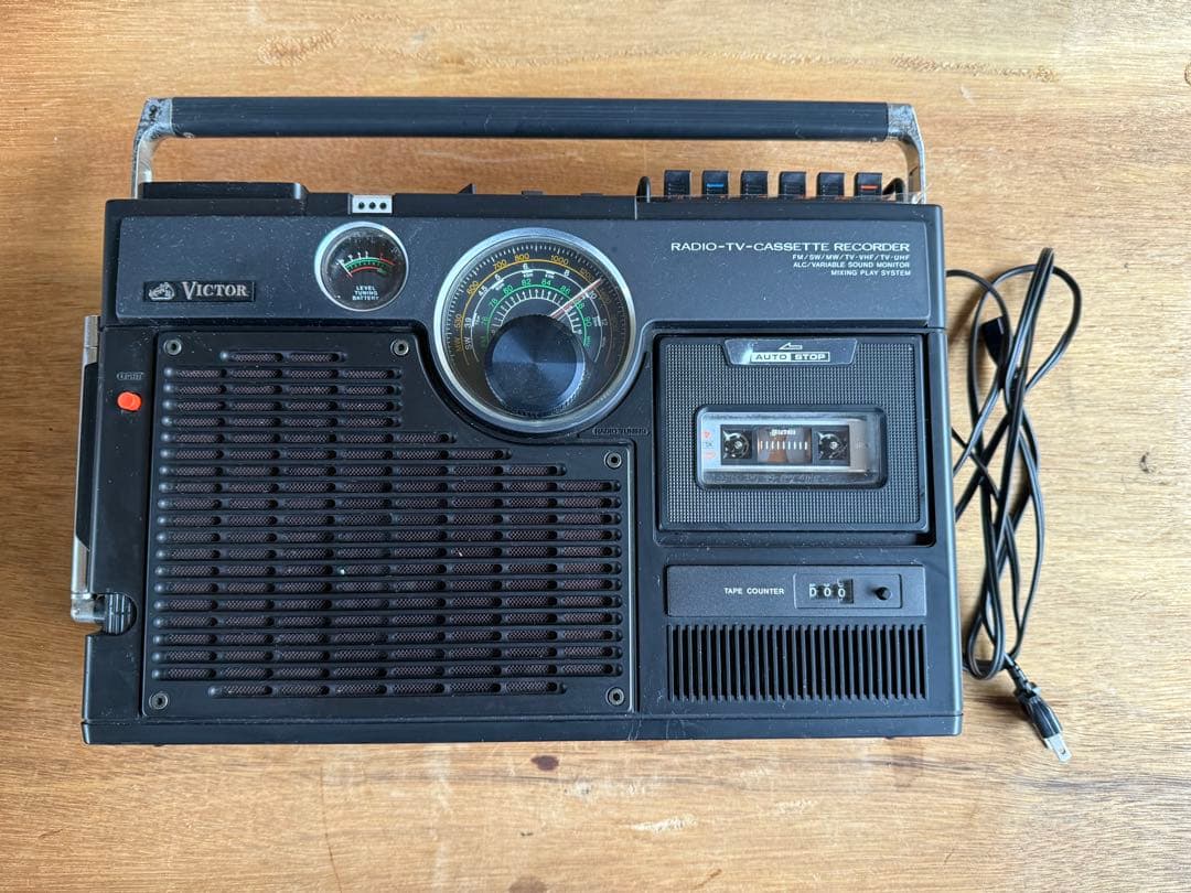 【O-2062】Victor ビクター ラテカセ M-77 昭和レトロ M4861 Victor ビクター ラジオ／テレビ／カセットレコーダー ラテカセ
