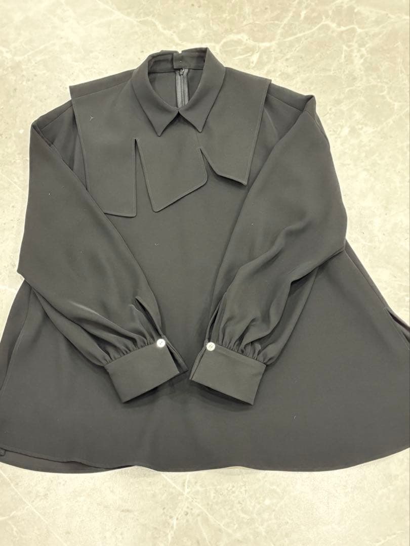 タグ付き未使用 ENFÖLD フリルカラー取り外し可ブラウス 黒 38