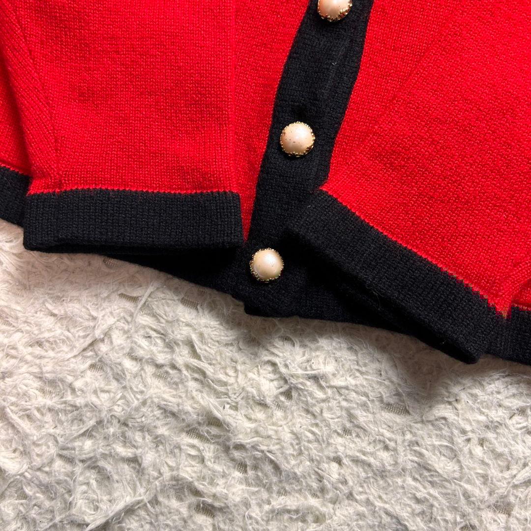 希少】ディオール ヴィンテージ パール ボタン ウール カーディガン レッド