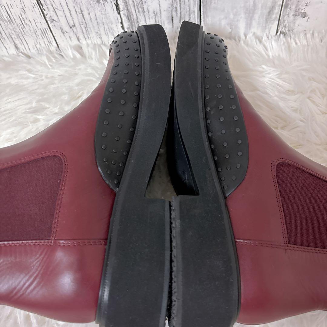 美品 トッズ サイドゴアブーツ チャンキーソール レザー 赤 厚底 23.5cm