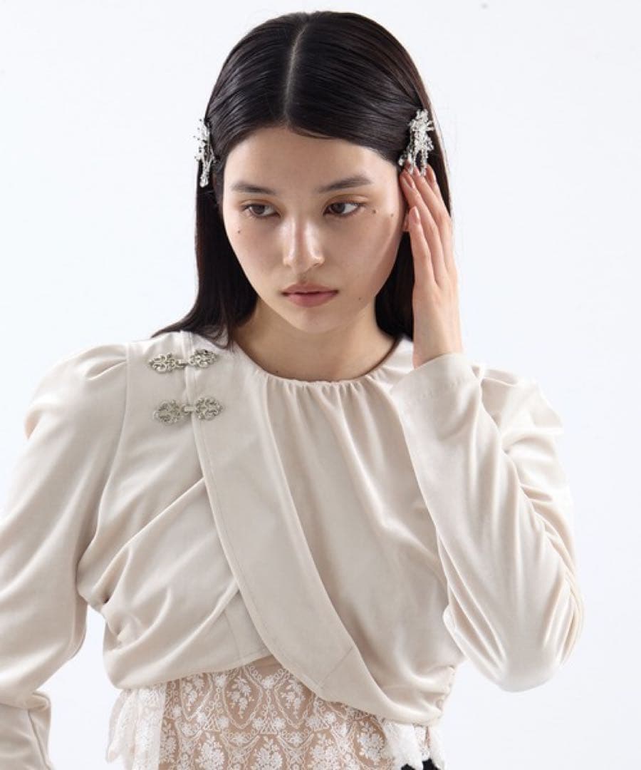 ヘアクリップ tanakadaisuke 左右2個セット クリスタルヘアクリップ