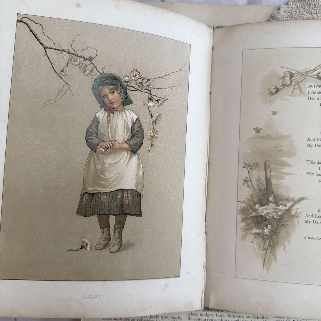 稀少1886年 美しいアンティーク絵本ヴィクトリアン洋書ジャンク