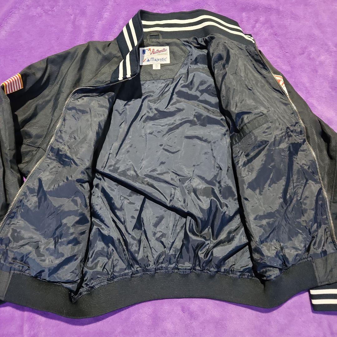 ヤンキース マジェスティック 90s 刺繍スタジャン XL ブラックネイビー