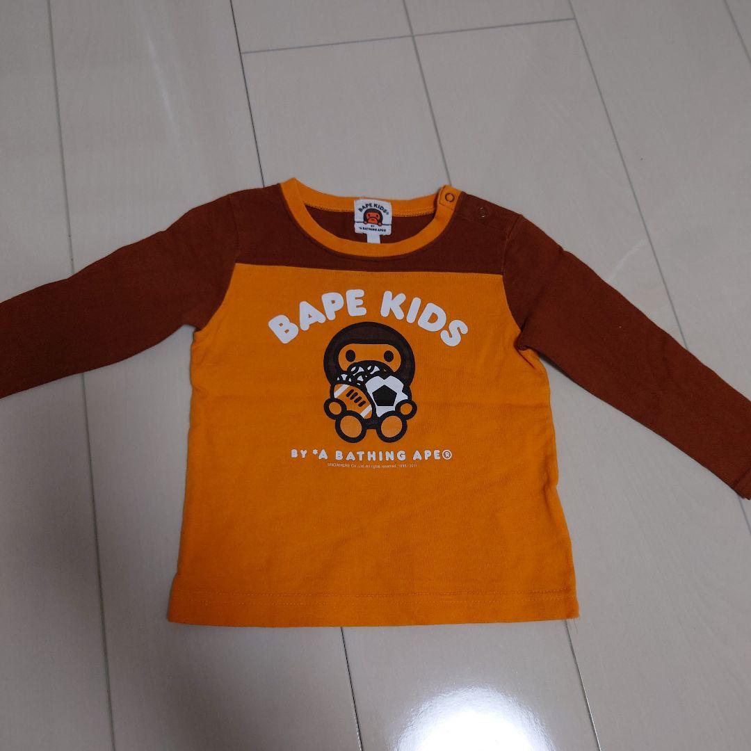 BAPE KIDS 長袖Tシャツ B0 オレンジ・ブラウン - メルカリ
