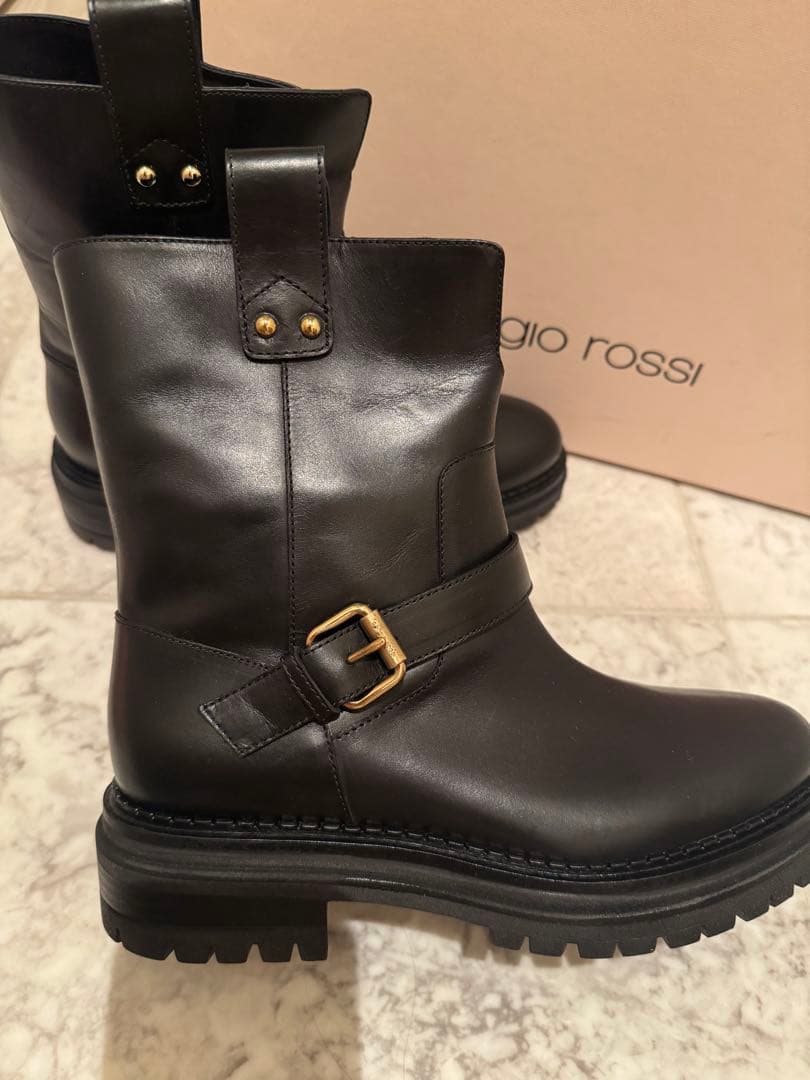 新品　Sergio Rossi セルジオ ロッシ サイドゴアブーツ　38.5 Sergio rossi（セルジオロッシ） サイドゴア ブーツ BIKER PRINCE