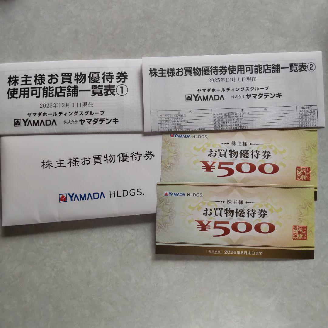 YAMADA HLDGS. お買物優待券 ¥500円×2枚 - メルカリ