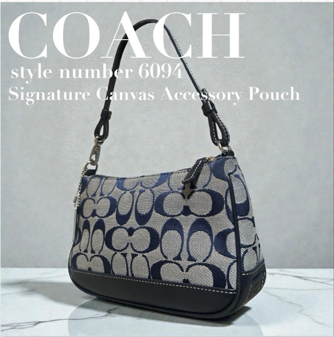 【美品】COACH コーチ 6094アクセサリーポーチ ネイビー　メタルチャーム 楽天市場】COACH コーチ アクセサリーポーチ 6094 ハンドバッグ