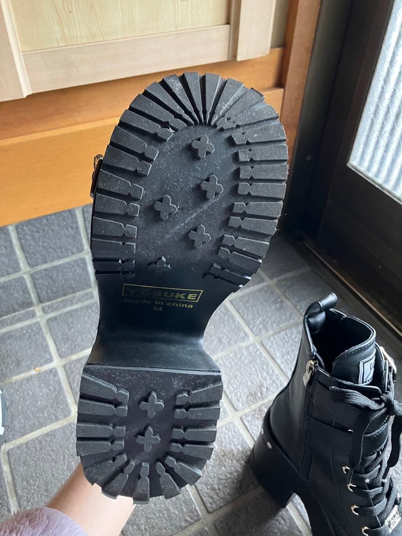 ヨースケ 厚底ブーツ ショート丈 編み上げ ロック パンク 地雷