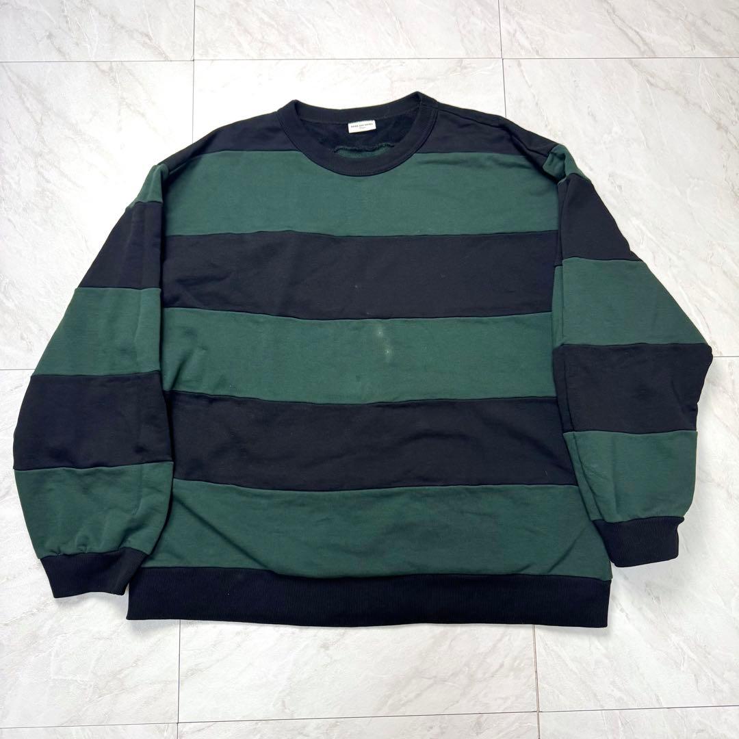 ドリスヴァンノッテン ボーダー コットン スウェット L グリーン