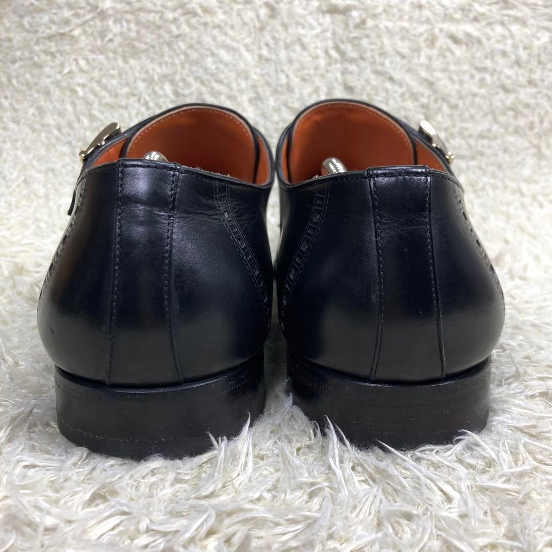 美品』Santoni ダブルモンクストラップ ストレートチップ メダリオン
