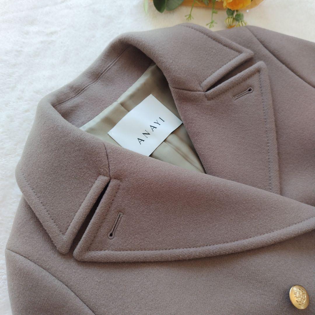 美品✨21AW ANAYI スーパー140リバーメルトンPコート M 金ボタン
