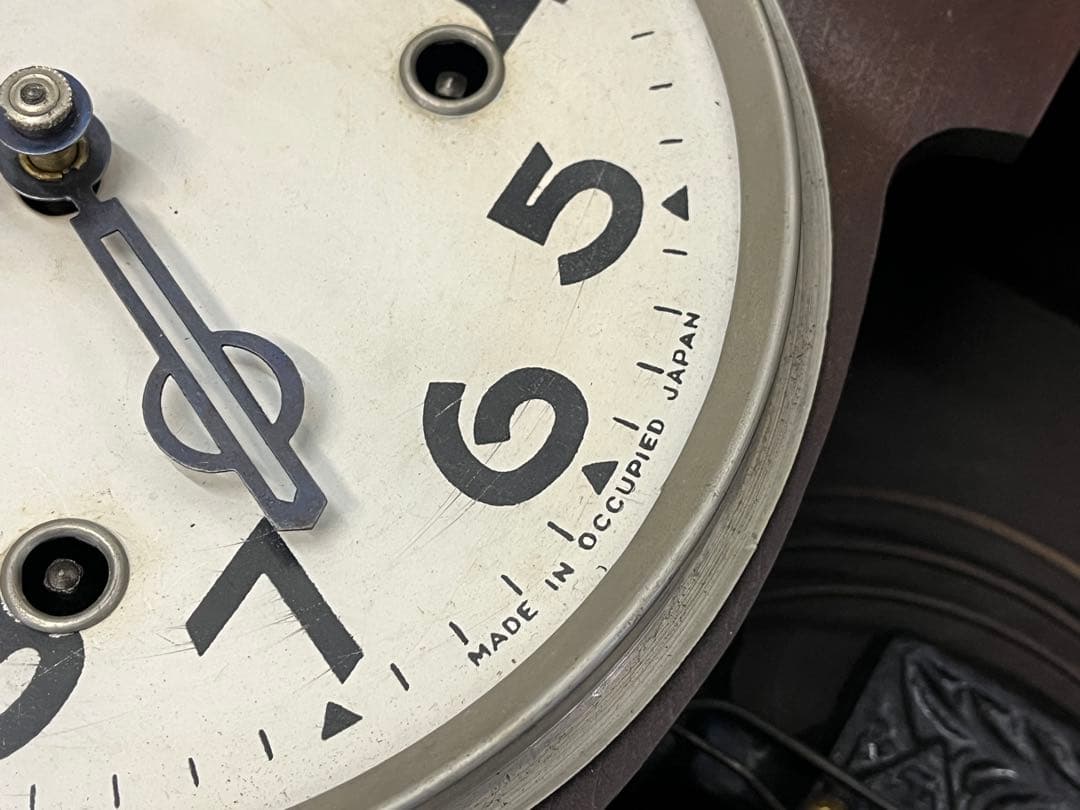 希少」昭和レトロ Meijiゼンマイ時計 オキュパイドジャパン 掛時計 古時計