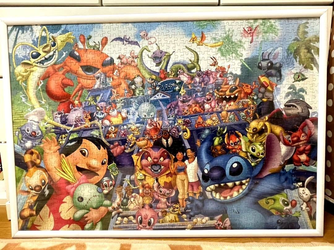 Disney スティッチ ジグソーパズル 1000ピース 完成品フレーム付2枚