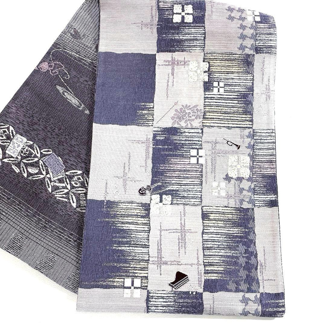 帯6593 ○やまと誂製 高級 正絹 片面全通リバーシブル 袋帯 楽器