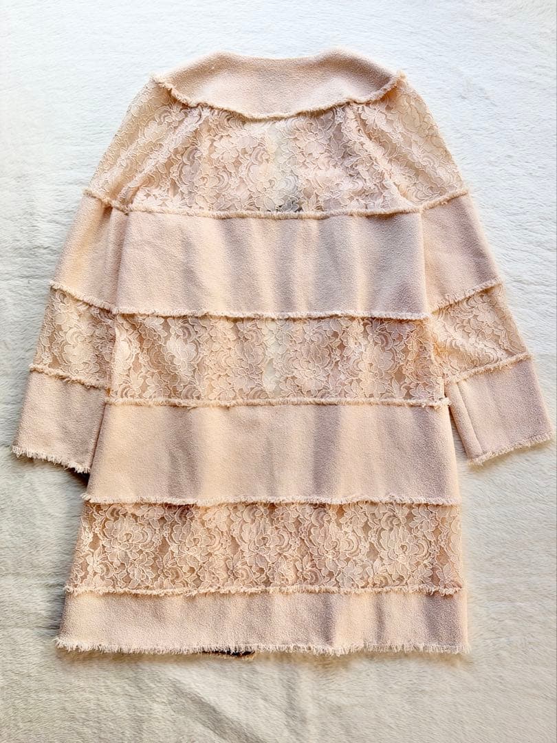 エドワードアシュールEDWARD ACHOUR レース 装飾 ロングカーディガン