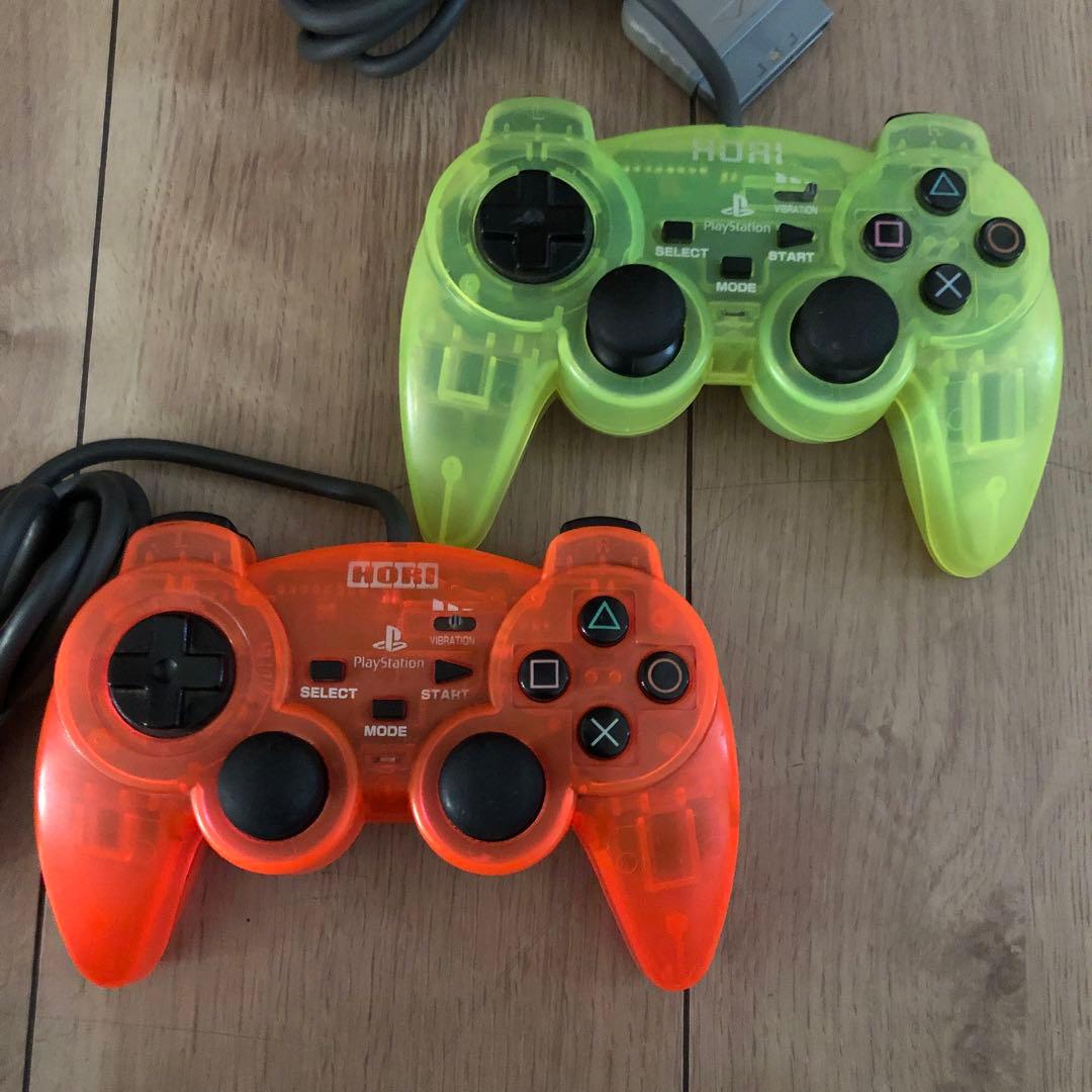 PS2 ホリアナログ振動パッド コントローラー クリアイエロー オレンジ