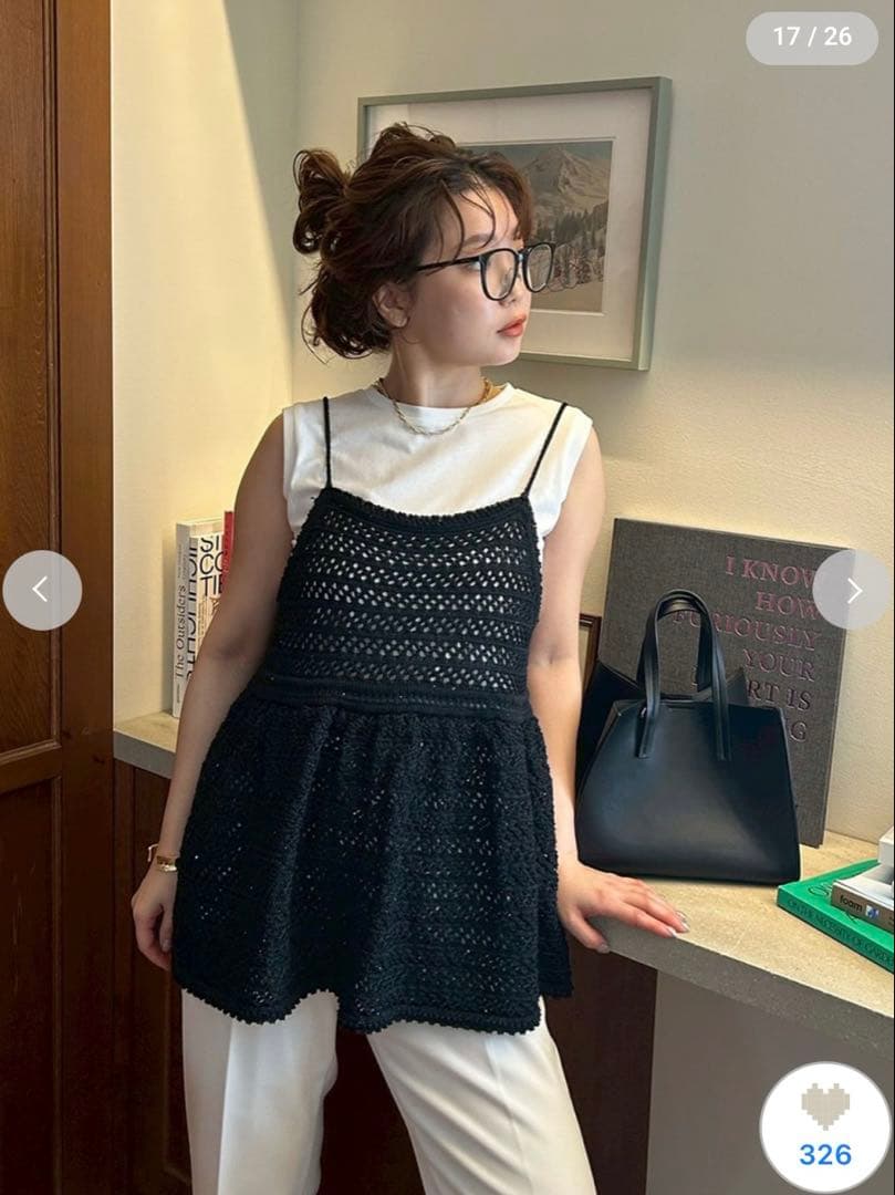 ミラオーウェン　クロシェニットキャミ×ノースリトップス　新品タグ付き Mila Owen｜【ウォッシャブル】クロシェニットキャミ×ノースリトップス