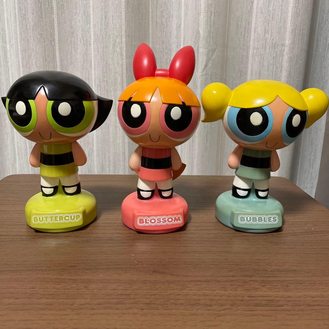 パワーパフガールズフィギュア貯金箱レア3体セット - メルカリ