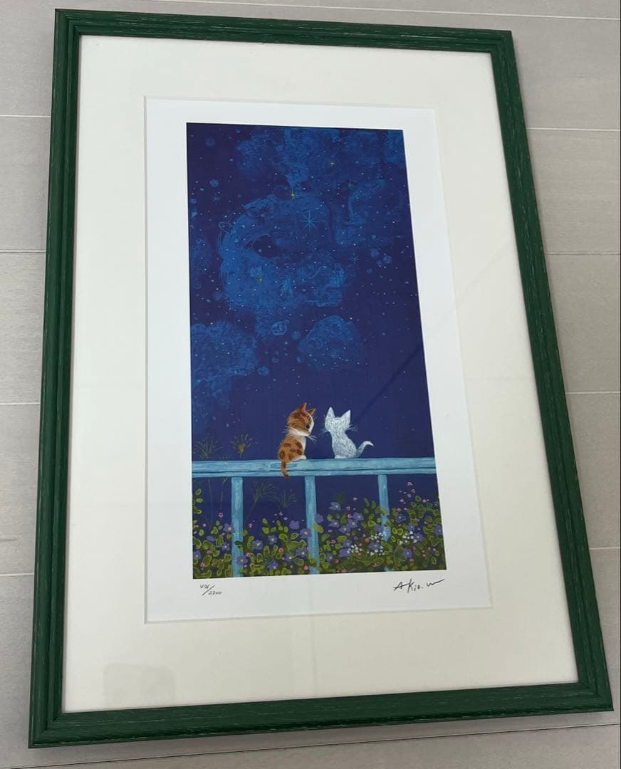 渡辺あきお 版画 心ときめく ダイヤモンドスクリーニング 星空 額装