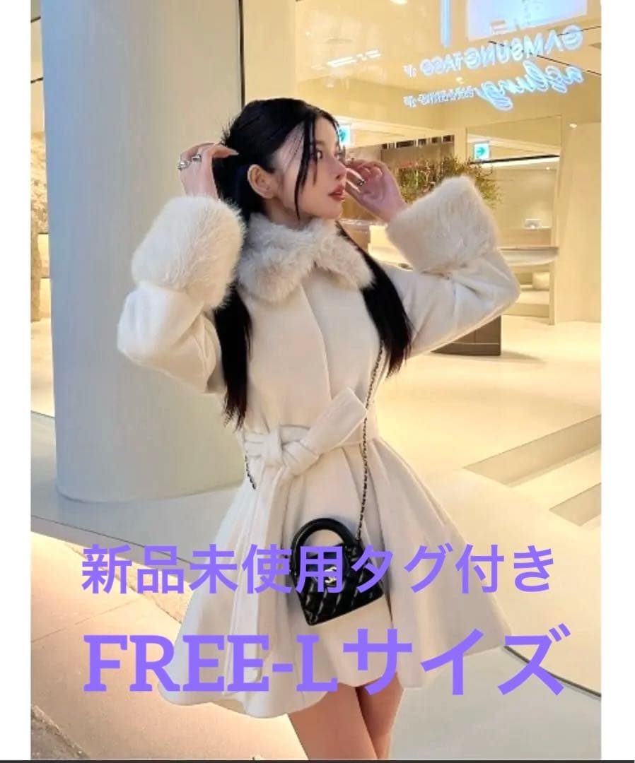 新品未使用 Darich 　ウエストベルトメルトンコート アイボリー FLサイズ ダーリッチ Darich ウエストベルトメルトンコート （アイボリー） -靴