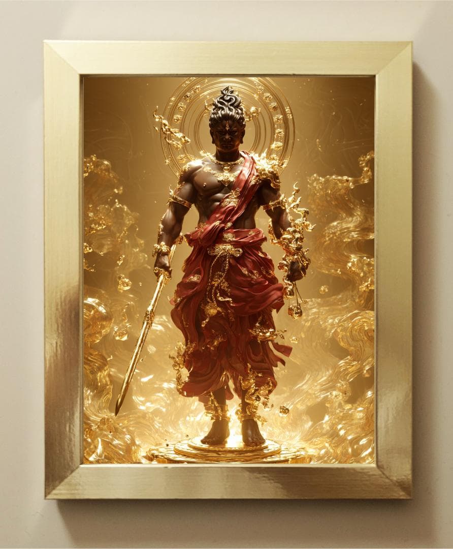 A3 - 231【炎に立つ守護の王☆不動明王立像】邪気退散・守護・浄化の力 ColBase