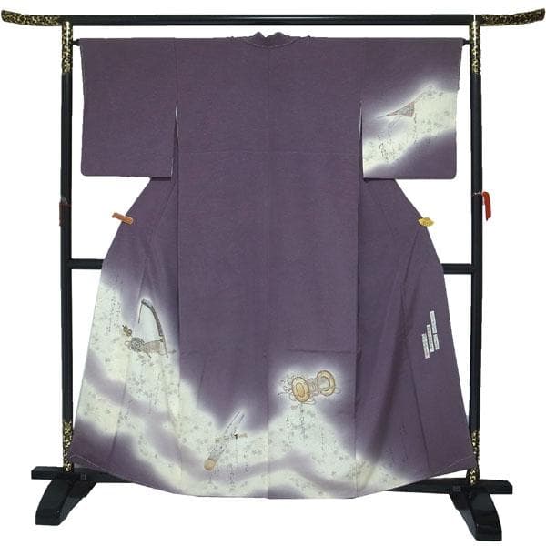 訪問着 着物 袷 樽本伊勢蔵 摺り友禅 手描き 裄65 M 新古品 sn1793