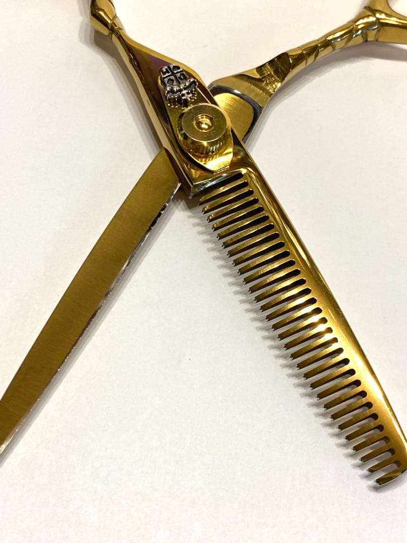 6インチ セニングシザー 板バネ ゴールド 理容 美容 鋏 シザー - メルカリ