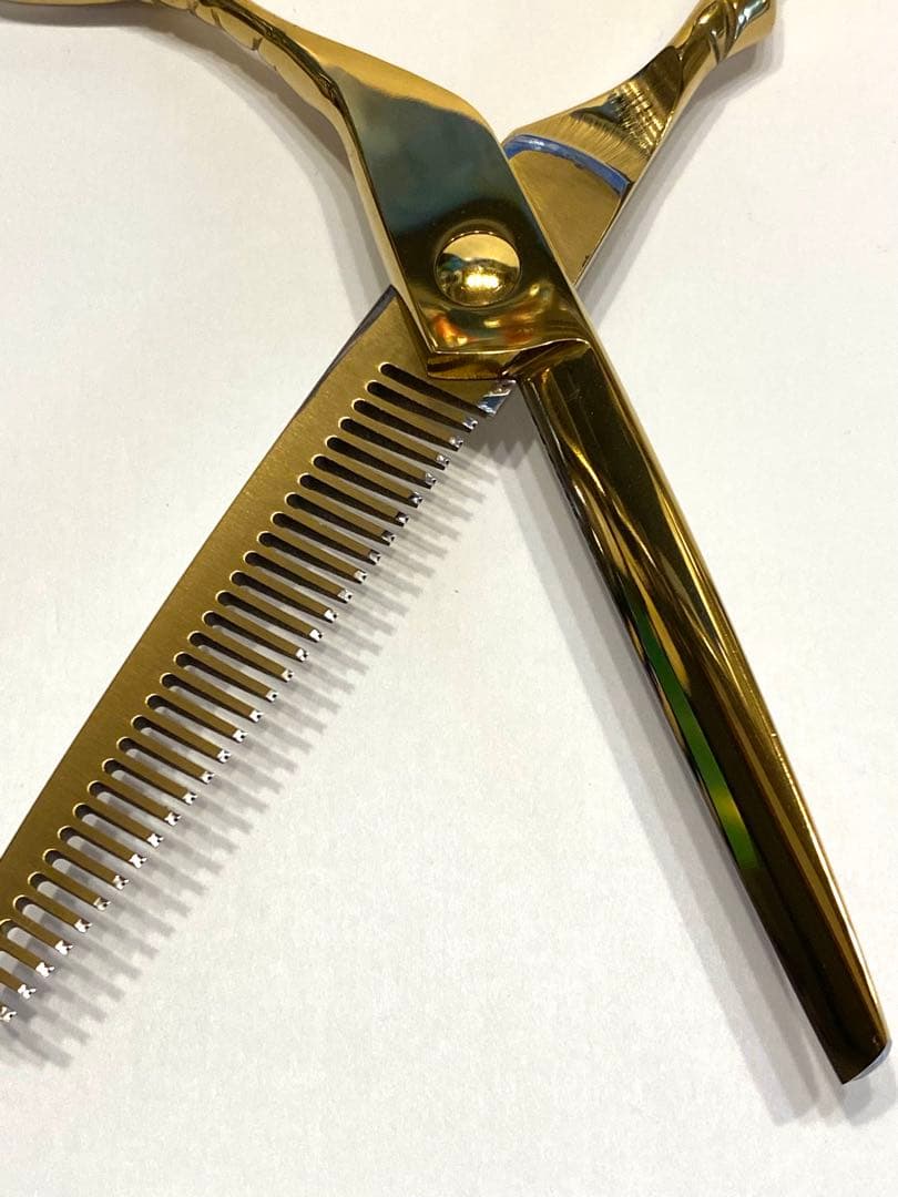 6インチ セニングシザー 板バネ ゴールド 理容 美容 鋏 シザー - メルカリ