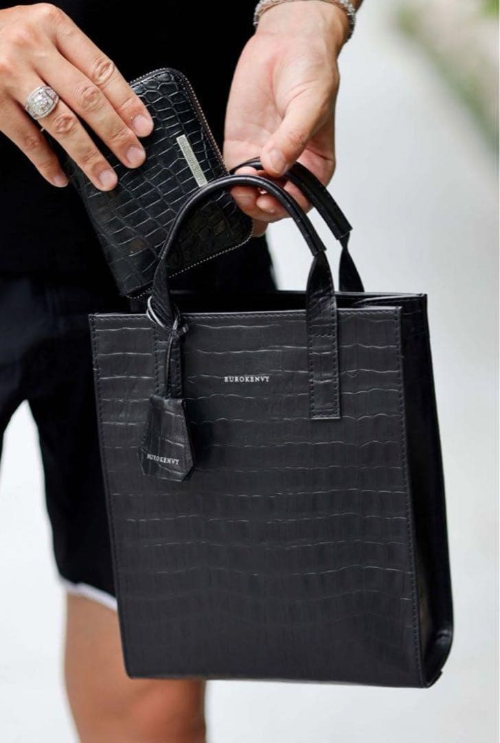 EUROKENVY レザーミニトートバック ユーロケンビー クロコ型押し