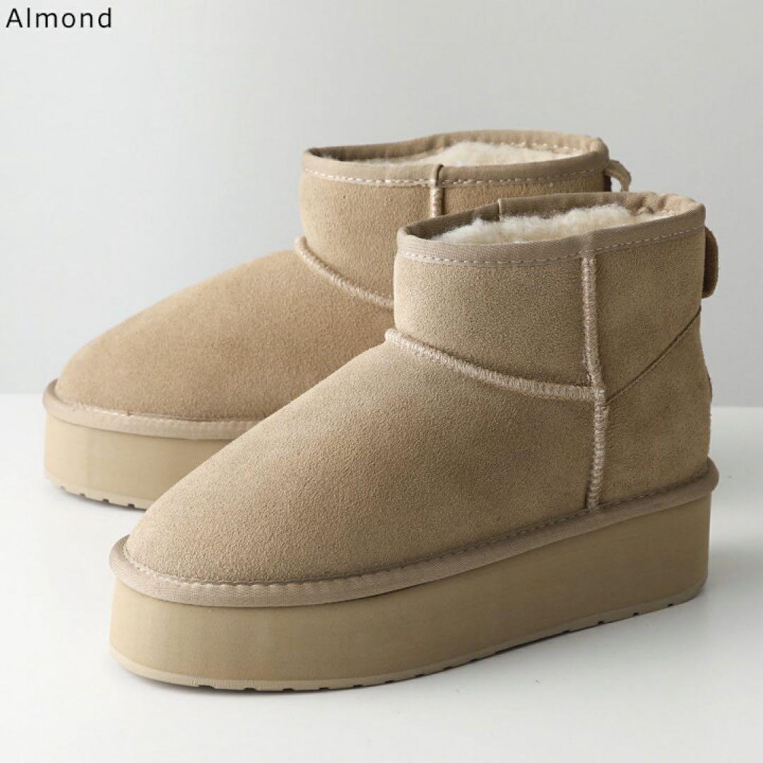 【美品】EMU Australia 厚底ムートンブーツ アーモンド 23cm EMU Australiaの厚底ムートンブーツ Platform Micro Wool｜送料無料