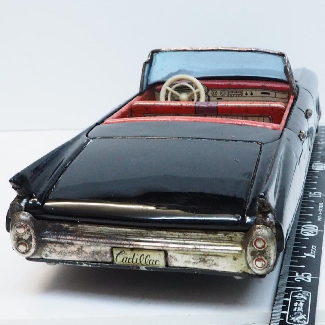 萬代屋 60sキャデラック コンバーチブル大 黒リペイントtinブリキcar箱