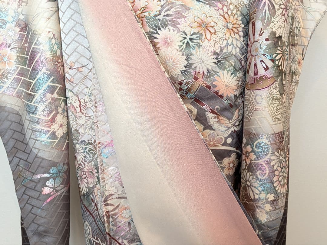 振袖フルセット 身丈171裄66 暈し染め 金銀彩 グレー 逸品 成人式