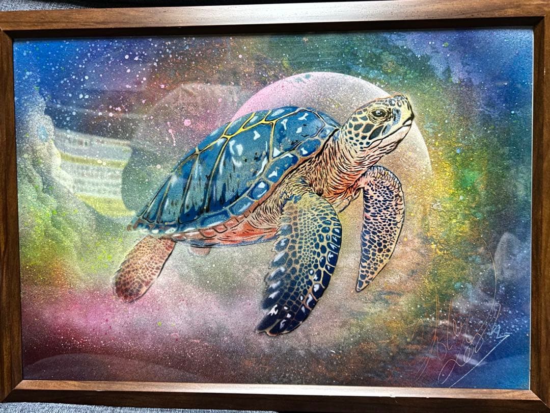 スプレーアート『エデン』原画 スプレーアートエデン、紙原画ネコ ミラー 大(白)】20446B. ムラサキ猫