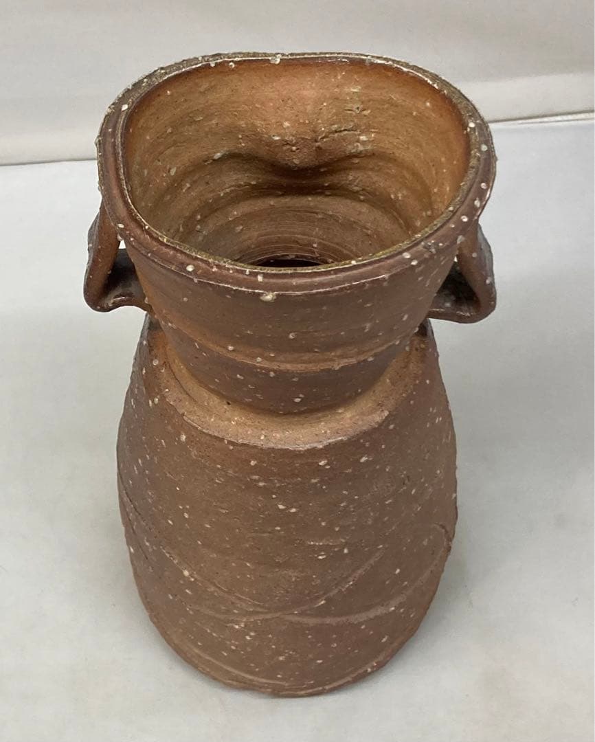 B30b「信楽花入」神山一陶作 共布共箱 宗陶窯 茶道具 花