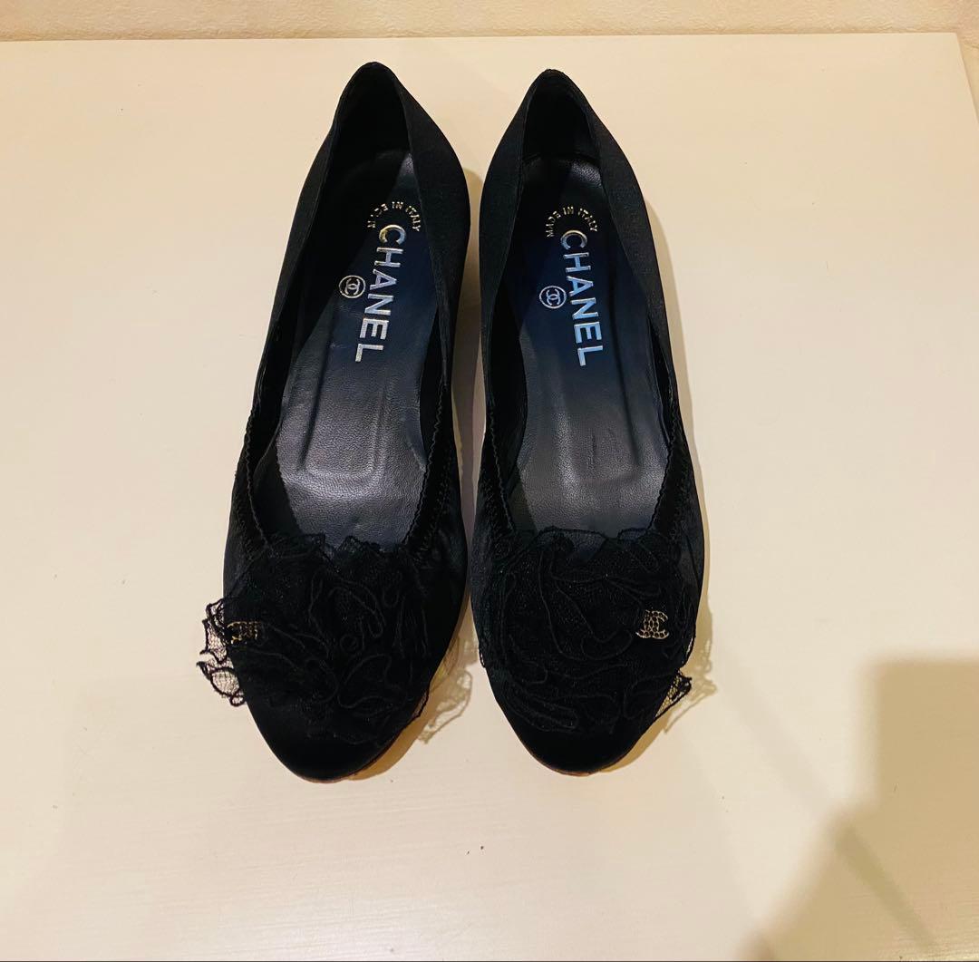 CHANEL バレエシューズ　サテン　ブラック　36C 季節感をグッと高めてくれる♪】シャネル バレリーナシューズ (CHANEL