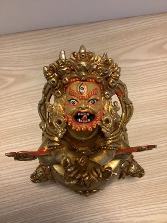 格安《 SALE 新品 》 香炉　バイラヴァ　憤怒神　守護神　金メッキ　鍍金