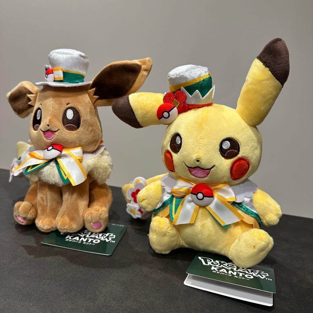 新品未使用】ポケパークカントー 限定 ピカチュウ イーブイ ぬいぐるみ